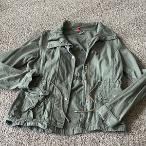 H&M Divided Green Utility Jacket Lightweight Cotton